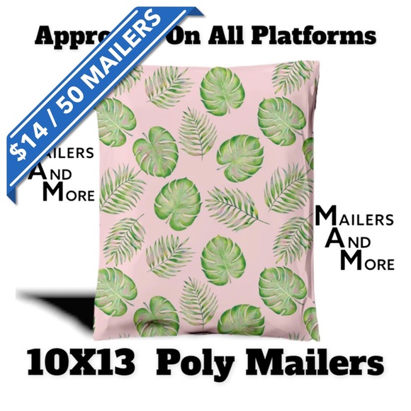 50 10X13 Poly Mailers Palm Leaves, Shipping Envelopes PRICE IS FIRM - Picture 7 of 12